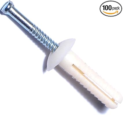 014973285449 Nylon Mushroom Nail Drive Anchors, 1/4 x 1, Piece-100