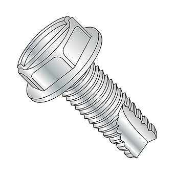 Small Parts 12083SW Steel Thread Cutting Screw, Zinc Plated Finish, Hex Washer Head, Slotted Drive, Type 23, #12-24 Thread Size, 1/2