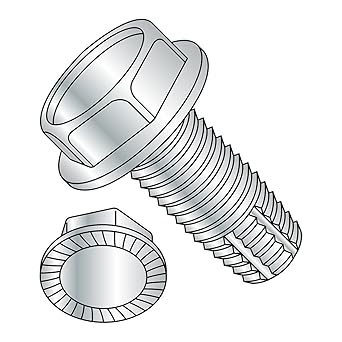 Small Parts 3116FWS Steel Thread Cutting Screw, Zinc Plated Finish, Serrated Hex Washer Head, Type F, 5/16