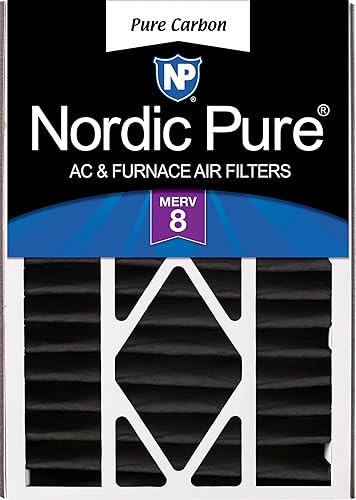 Nordic Pure 16x25x5 (15_5/8 x 24_1/8 x 4_7/8) Air Bear Replacement Pure Carbon Odor Reduction Merv 8 Air Filter 1 PK