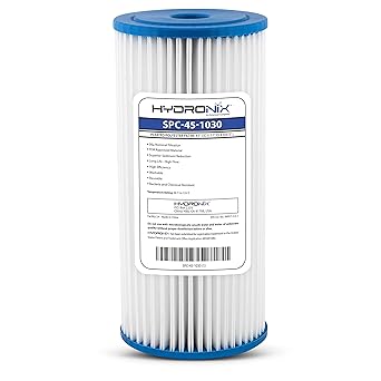 Hydronix SPC-45-1030 R30-BB & RS6 Compatible Whole House Sediment Pleated Water Filter Washable and Reusable 4.5 x 10-30 Micron