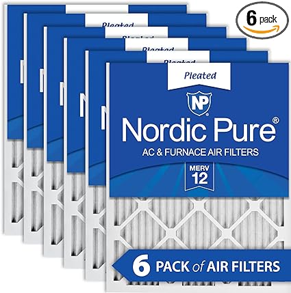 Nordic Pure 20x30x1 (19 5/8 x 29 5/8 x 3/4) Pleated MERV 12 Air Filters 6 Pack