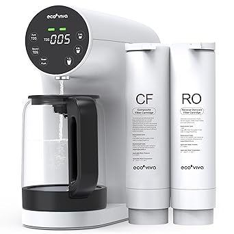 Countertop Reverse Osmosis System RO Water Filter, 5 Stage Filtration, Real-time TDS Monitor, 3:1 Pure to Drain, Zero-Installation Portable Water Purifier (WP-RO-200G White)