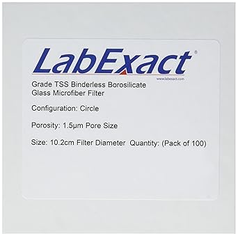 1200559 Grade TSS Glass Microfiber Filter, Binderless Borosilicate Glass, 1.5µm, 10.2cm (Pack of 100)