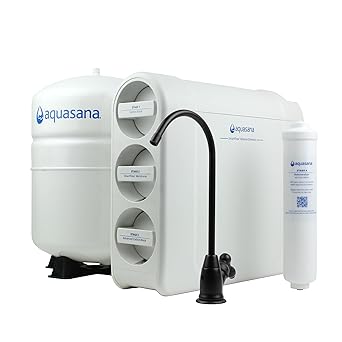 Aquasana SmartFlow™ Reverse Osmosis Water Filter System - High-Efficiency Under Sink RO Removes up to 99.99% of 90 Contaminants, Including Fluoride, Arsenic, Chlorine, and Lead - Matte Black Faucet