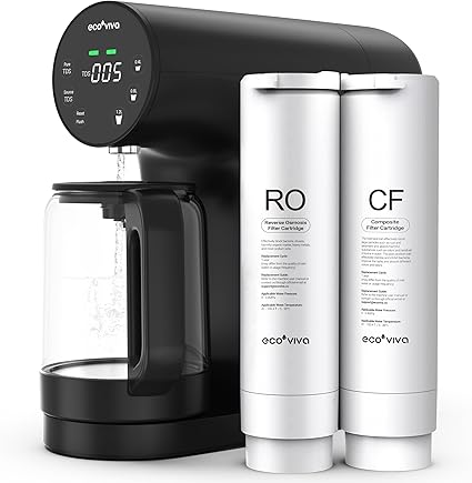 Countertop Reverse Osmosis Water Filtration System, Portable RO Water Filter Purifier with 5 Stage Filtration, 3:1 Pure to Drain, TDS Mnotor, Faster Delivery Flow, Plug and Use - Black