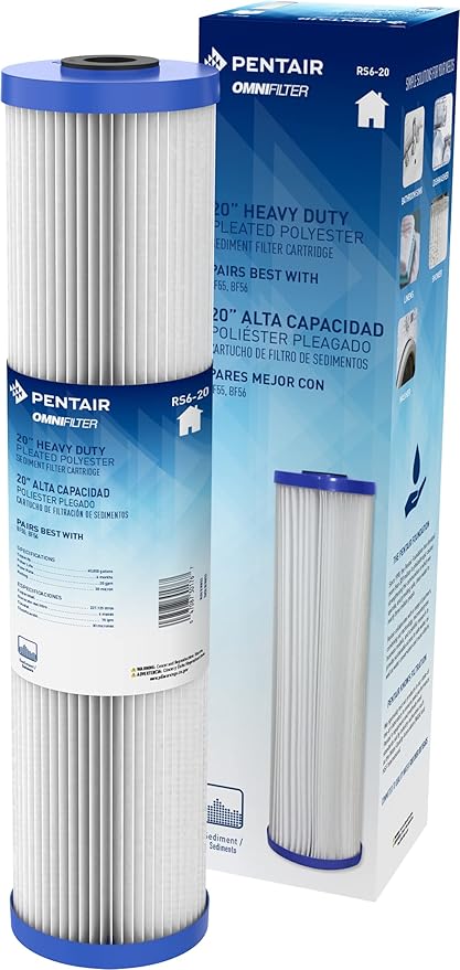 Pentair OMNIFilter RS6-20 Sediment Water Filter, 20-Inch, Whole House Heavy Duty Pleated Replacement Cartridge, 20