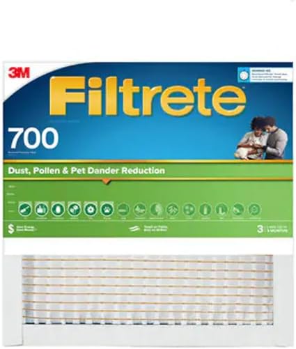 Filtrete 9.5X9.5X1 Air Filter, MPR 700, MERV 8, Clean Living Dust, Pollen and Pet Dander Reduction 3-Month Pleated 1-Inch Air Filters, 4 Filters