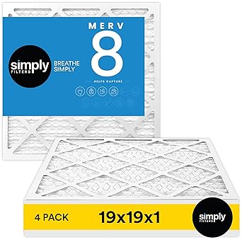 Simply Filters 19x19x1/duplicate MERV 8, MPR 600 Air Filter (4 Pack) - Actual Size: 19