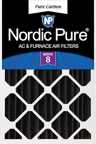 Nordic Pure 16x24x4 (15 3/8 x 23 3/8 x 3 5/8) Pure Carbon Pleated Odor Reduction Merv 8 Furnace Filter 1 Pack