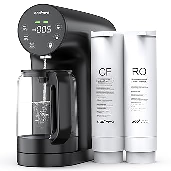 Countertop Reverse Osmosis System RO Water Filter, 5-Stage Filtration, Real-time TDS Monitor, 3:1 Pure to Drain, Zero-Installation Portable Water Purifier (WP-RO-200G Black), 4.3*12.1*12.1''