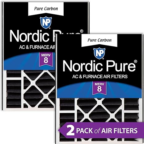 Nordic Pure 20x25x5 (19_3/4 x 24_1/4 x 4_7/8) Air Bear Replacement Pure Carbon Odor Reduction Merv 8 Air Filter 2 PK