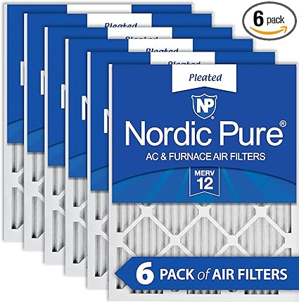 Nordic Pure 14x30x1 (13 15/16 x 29 15/16 x 3/4) Pleated MERV 12 Air Filters 6 Pack