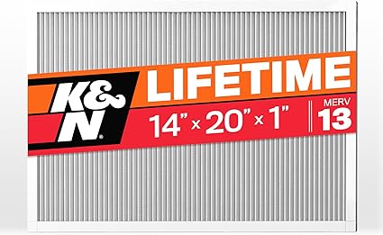 K&N 14X20X1 HVAC Furnace Air Filter, Lasts a Lifetime, Washable, Merv 13, the Last HVAC Filter You Will Ever Buy, Breathe Safely at Home or in the Office, HVC-13-11420