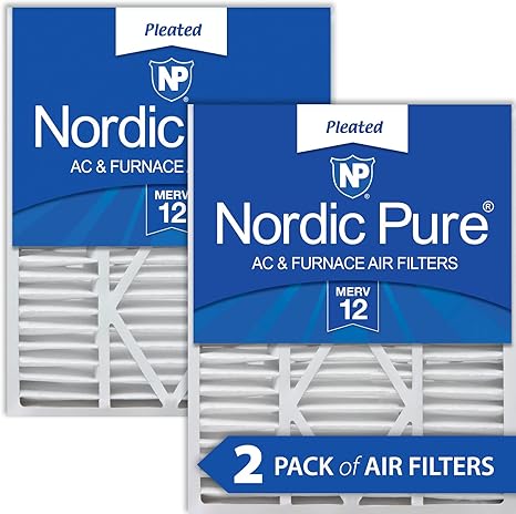 Nordic Pure 20x25x5 1/4 (20_1/4 x 25_3/8 x 5_1/4) Goodman/Carrier/Amana Replacement MERV 12 Air Filters 2 Pack