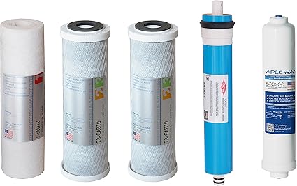 APEC Water Systems FILTER-MAX45 US Made 50 GPD Complete Replacement Set for Ultimate Series Reverse Osmosis Water Filter System Stage 1-5