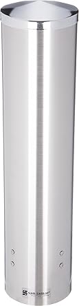 San Jamar Large Pull-Type Cup Dispenser 6-12 Oz. Flat Bottom Cups, 4.5 - 7 Oz Cone Cups with Flip Cap for Restaurants, Home, and Office, Stainless Steel, 16 Inches, Silver