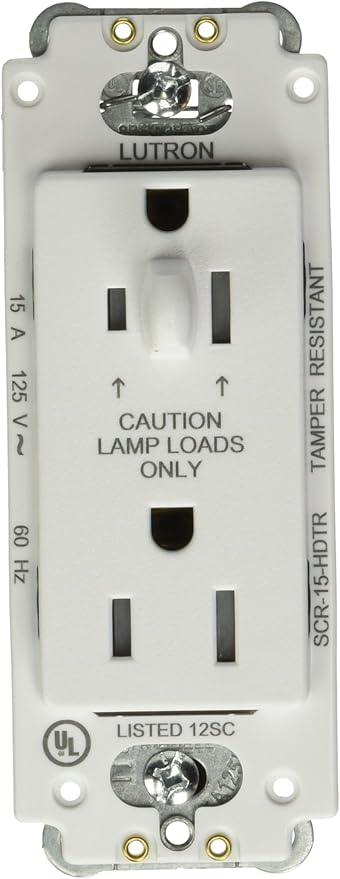 Lutron SCR-15-HDTR-SW Satin Colors 15-Amp Half Dimmable Tamper Resistant Receptacle, Snow