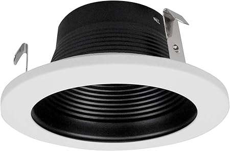 NICOR Lighting 4 inch Black and White Recessed Baffle Trim, for 4 inch Housings (19501)