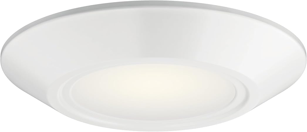 Kichler Horizon LED Downlight in White, 6.4” Flush Mount Interior Dimmable Light, 3000K, Wet Rated Integrated LED, (6.4” W x 1.3” H), 43873WHLED30, White