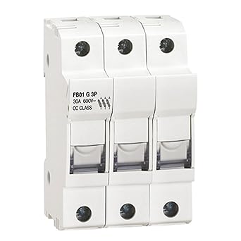 ASI AFB01G3P DIN Rail Mounted Class CC Fuse Holder, UL, CSA, 3 Pole, 18 to 8 AWG, 30 Amp, 600V