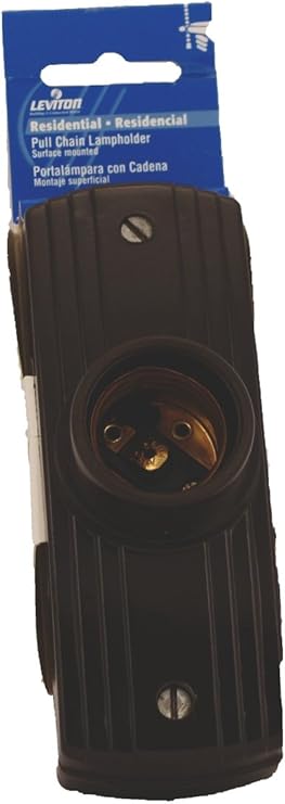 Leviton 5235 Levolet Lampholder, Pull Chain, 660W-250V, Surface Mount; Residential Grade, Brown