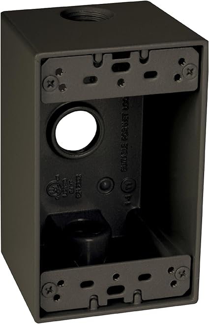 TayMac SD350Z Weatherproof Box, 1-Gang, (3) 1/2-Inch Outlets, Deep, Bronze