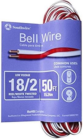 Southwire 64267201 Red/White Bell Wire, 50 Foot