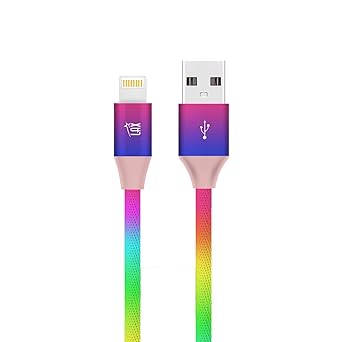 LAX [Apple MFi Certified] Fast Charger iPhone Lightning Cable, iPhone Cord Compatible with iPhone 14/13 /12/11 Pro Max/XS MAX/XR/XS/X/8/7 /6S /6 /SE /5S /iPad, iPod & More - (10FT- Rainbow)