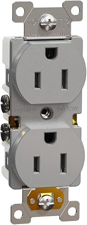 Square D X Series 125V Tamper Resistant Duplex Outlet, 15 Amp, Matte Gray