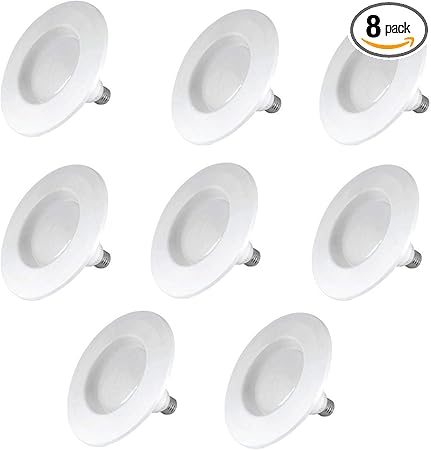 Feit Electric 4 inch InstaTRIM Adjustable Neck Recessed LED Downlight - 2700K Soft White - Dimmable- Pre-Mounted Trim - 45W Equivalent - 45 Year Life - 540 Lumen - High CRI | 8-Pack