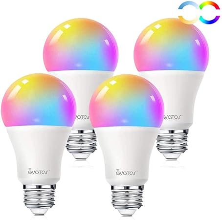 Avatar Controls 4 Pack Smart LED Light Bulbs, Alexa LED WiFi Light Bulbs, RGBCW Color Changing Dimmable Lights, No Hub Required, 4 Pack (900LM E26 70W Equivalent)