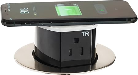 Bryant Electric RCT600ALU 15A 125V Tamper Resistant Tri Power Pop-Up Countertop Receptacle, Aluminum, Surface Mount