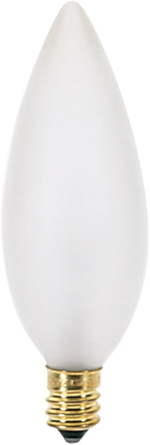 Satco S3285 120V Candelabra Base 25-Watt B9.5 Light Bulb, Frosted, 1 x 1 x 3.5 Inch