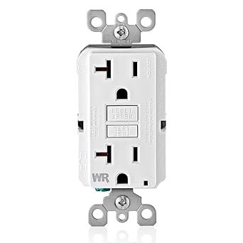 Leviton GFCI Weather-Resistant Outlet, 20 Amp, Self Test, Non Tamper-Resistant with LED Indicator Light, Outdoor Locations , GFWR2-W, White