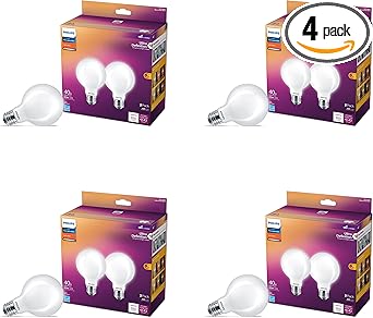 G25 Ultra Definition LED Globe Light Bulbs - 350 Lumen - Flicker-Free Dimmable 40W Light Bulb with EyeComfort Technology - Daylight (2700K) - E26 Base - 8 Pack Frosted Indoor Light Bulbs