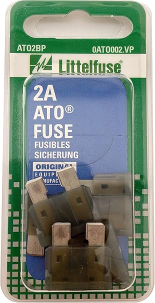 Littelfuse 0ATO002.VP ATO 32 Volt 2 Amp Carded Fuse, (Pack of 5)