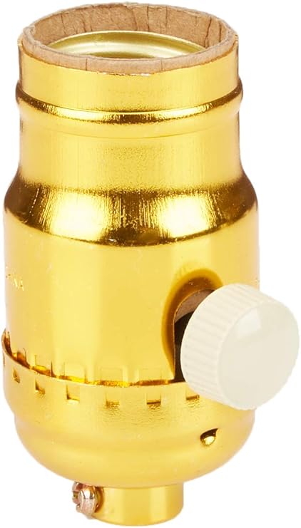 Leviton 6151 Incandescent Lamp Holder Socket Dimmer, Metal Finish, Brass Color