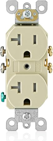 Leviton T5820-I, 20 Amp Tamper-Resistant Duplex Outlet, Ivory, 1 Count (Pack of 1)