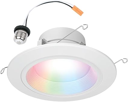 HALO 5/6 Inch Color and Tunable White Recessed LED Can Light –Smart Wi-Fi WiZ Pro Ceiling & Shower Retrofit Downlight 65W Equivalent