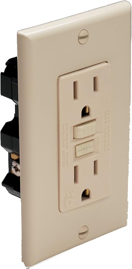 Marinco 1591-FI Marine Electrical Duplex GFCI Receptacle (15-Amp Straight Blade, 125-Volt, Female, Ivory), Off-White