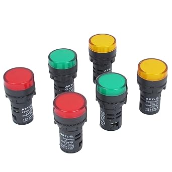 Uxcell AC 12V 20MA LED Power Indicator Pilot Light Lamp 6Pcs Orange Green Red