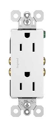 Legrand radiant 885TRWCC12 15 Amp Tamper Resistant Decorator Duplex Outlet, Side Wire or Push Wire, White (1 Count)