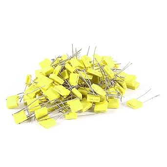 uxcell a14052900ux0358 100 Piece 100V 0.1uF 100NF Radial Lead Box Type Film Correction Capacitors Yellow