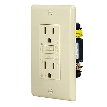 Eastman Ground Fault Circuit Interrupter, Self-Test GFCI Receptacle with LED Indicator, 15 Amps, Ivory, 62168