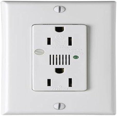 Leviton 7280-W 15 Amp, 125 Volt, Decora Duplex Surge Suppressor Receptacle, Straight Blade, Industrial Grade, Surge w/ Indicator Light & Audible Alarm, White