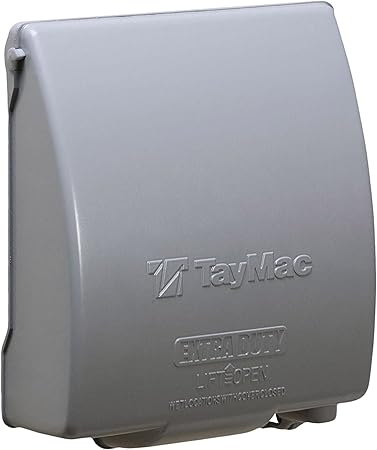 TayMac MX7280S Extra Duty Expandable in-Use Cover Weatherproof Metal Low Profile 55-in-1, 3.5 in. Deep, 2-Gang, Gray