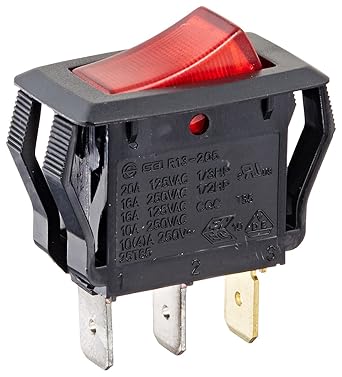 NSi Industries, LLC Rocker Switches, On Off Circut Function, SPST, 15/7.5 amps at 125/250 VAC, 0.625