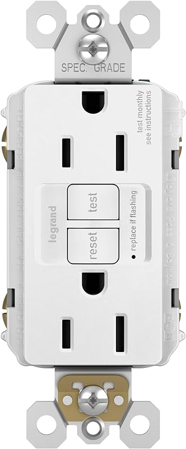 Legrand radiant 1597TRWCCD12 15 Amp GFCI Self Test Tamper Resistant Decorator Duplex Outlet, White (1 Count)