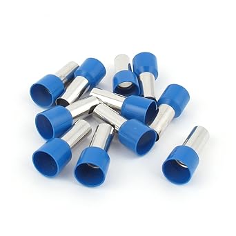 uxcell 10 x Wire Crimp Connector Terminals Insulated Ferrule Blue E25-16 4AWG